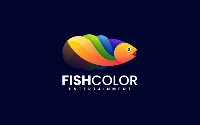 Design de logotipo gradiente de cor de peixe