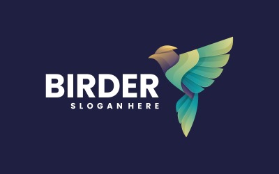Estilo de logotipo degradado de color de pájaro volador