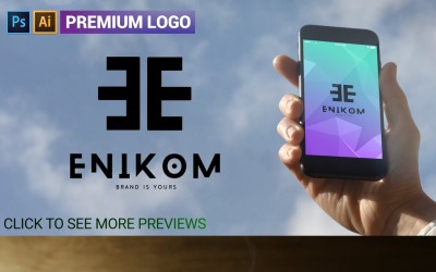 高级 E 字母 ENIKOM 徽标模板