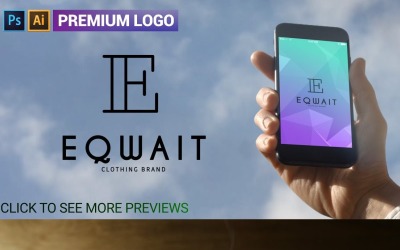 Modello di logo EQWAIT premium con lettera E