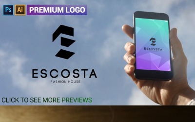 Premium-E-Buchstabe ESCOSTA-Logo-Vorlage
