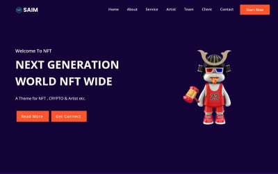 Saim – NFT és portfólió nyitóoldalsablonja