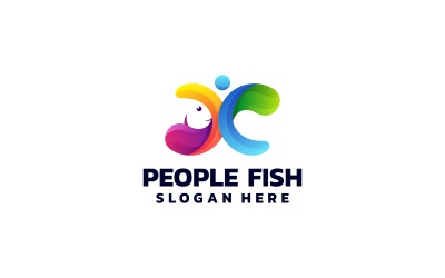 Emberek halak színes logó stílusban