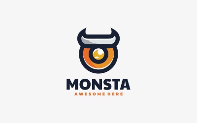 Monster-einfacher Maskottchen-Logo-Stil