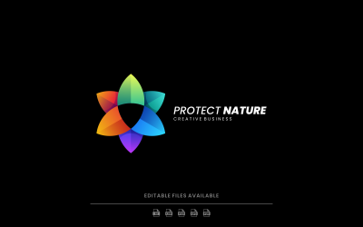 Proteger el logotipo colorido degradado de la naturaleza