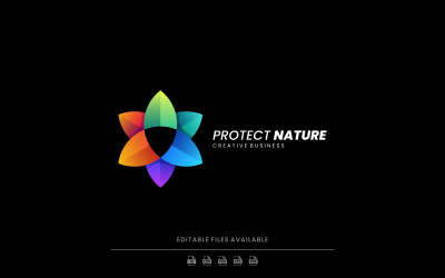 Proteger o logotipo colorido gradiente da natureza