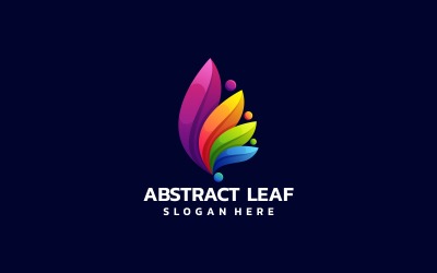 Logotipo colorido gradiente de folha abstrata