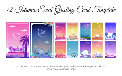 Plantilla de tarjeta de felicitación de 12 eventos islámicos
