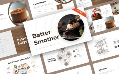 Batter Smother Cakes Food PowerPoint Template