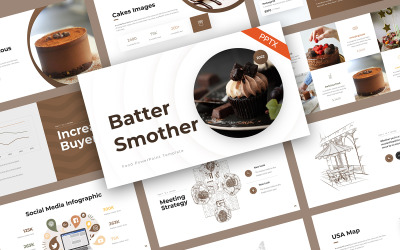 Batter Smother sütemények élelmiszer PowerPoint sablon