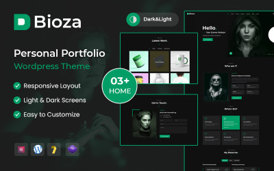 Bioza — тема WordPress цільової сторінки персонального портфоліо