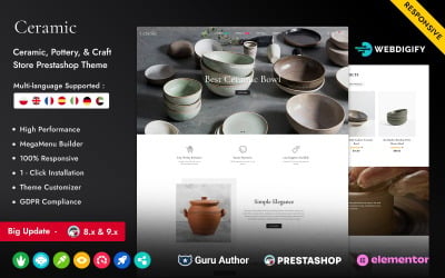 Cerámica: tema de Prestashop adaptable multipropósito para cerámica, alfarería y artesanía