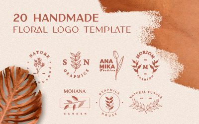 20 handgemaakte logo-sjablonen met bloemen