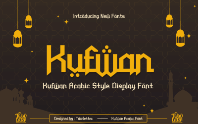Kufwan Arabic style display font can be used to give your designs a genuine Arabic touch
