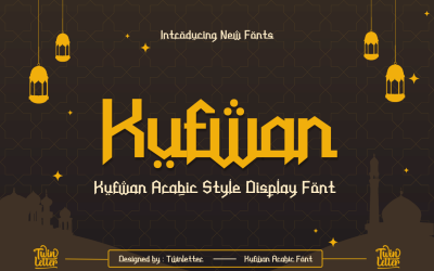 Kufwan Arapça stili ekran yazı tipi, tasarımlarınıza gerçek bir Arap dokunuşu vermek için kullanılabilir