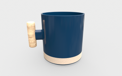 Caneca Cerâmica Cappuccino Modelo 3D de baixo poli