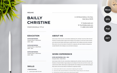 Bailly Christine Premium Özgeçmiş Word Şablonu