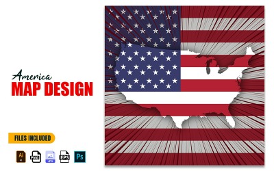 USA Den Nezávislosti Mapa Design Ilustrace