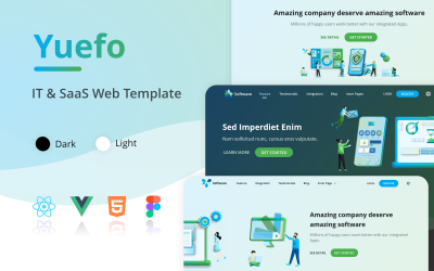 Yuefo - React Vue HTML Figma IT SaaS Uygulaması Açılış Sayfası Şablonu