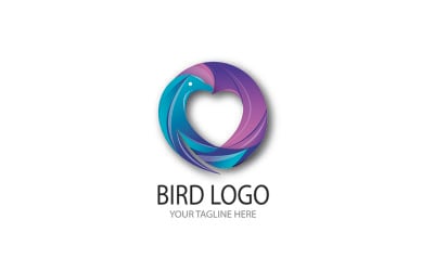 Colori sfumati intelligenti del logo dell&amp;#39;uccello come il cuore