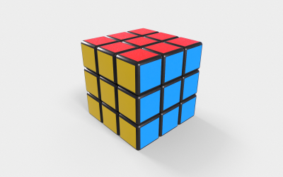 Cubo di Rubik Modello 3D a basso numero di poligoni