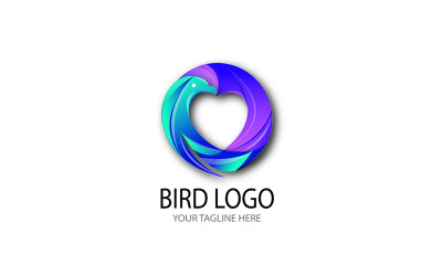 Logotipo de pássaro cores gradientes inteligentes como coração
