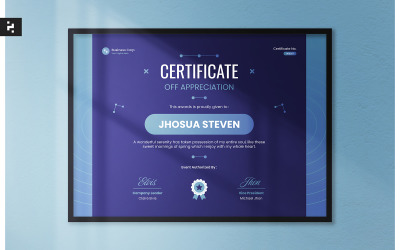 Шаблон сертификата технологии Blue Gradient