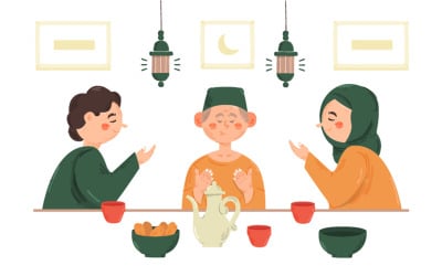 Islamic Iftar Dinner Illustration