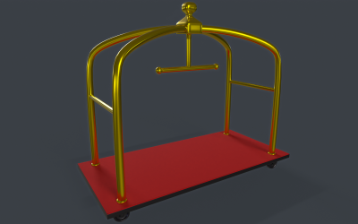 Modelo 3D do carrinho de bagagem do hotel