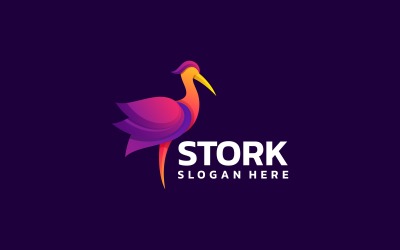 Design del logo a gradiente di cicogna