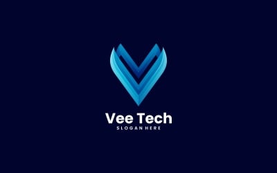 Letter V Tech Gradient Logo