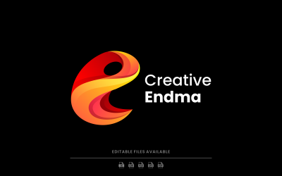 Bokstaven E färggradient logotypdesign