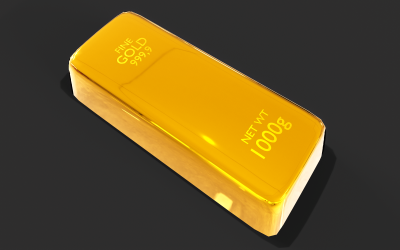 Modelo 3D Lowpoly de barra de oro fino