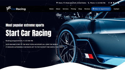 Racer - Modello di pagina di destinazione per corse automobilistiche