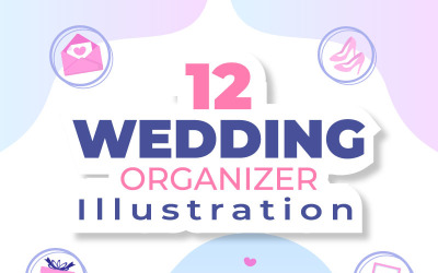12 svatební organizátor kreslený obrázek