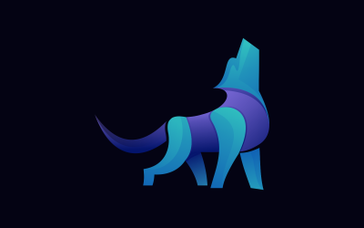 kleurrijke wolf logo sjabloon