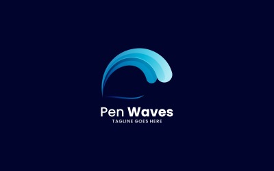 Style de logo dégradé de vagues de stylo