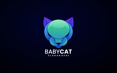 Baby Cat Gradient Logo Design