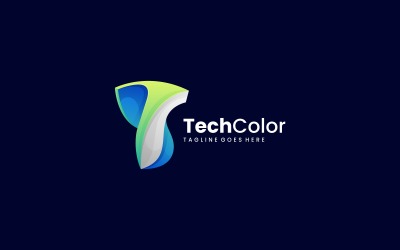Buchstabe Tech Farbverlauf Logo