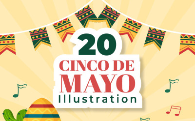 20 Illustration de vacances mexicaines de Cinco de Mayo