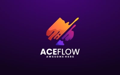Logotipo colorido degradado de flujo Ace