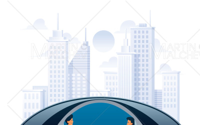 Autonomous Car Design Vector Illustration