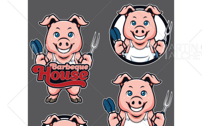 Barbeque House Maskot vektorillustration