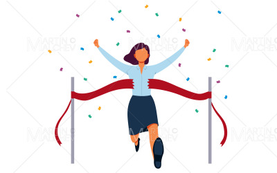 Crossing the Finish Line Vector Illustration