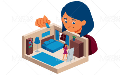 Illustrazione di interior designer illustrazione vettoriale