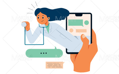 Online medicinsk kontroll upp vektorillustration