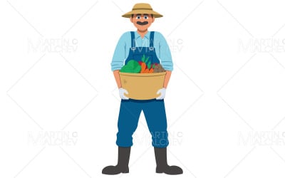 Rolnik gospodarstwa kosz ilustracji wektorowych