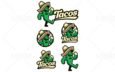 Tacos, Kaktus, Maskottchen, Vektor, Illustration