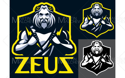 Zeus Tanrı Maskot Vektör Çizim