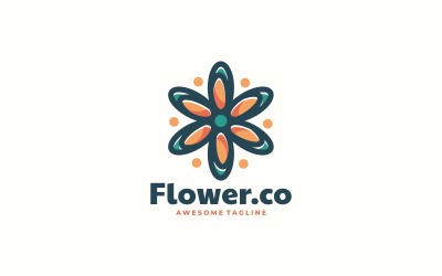 Bloemen eenvoudige mascotte logo-stijl